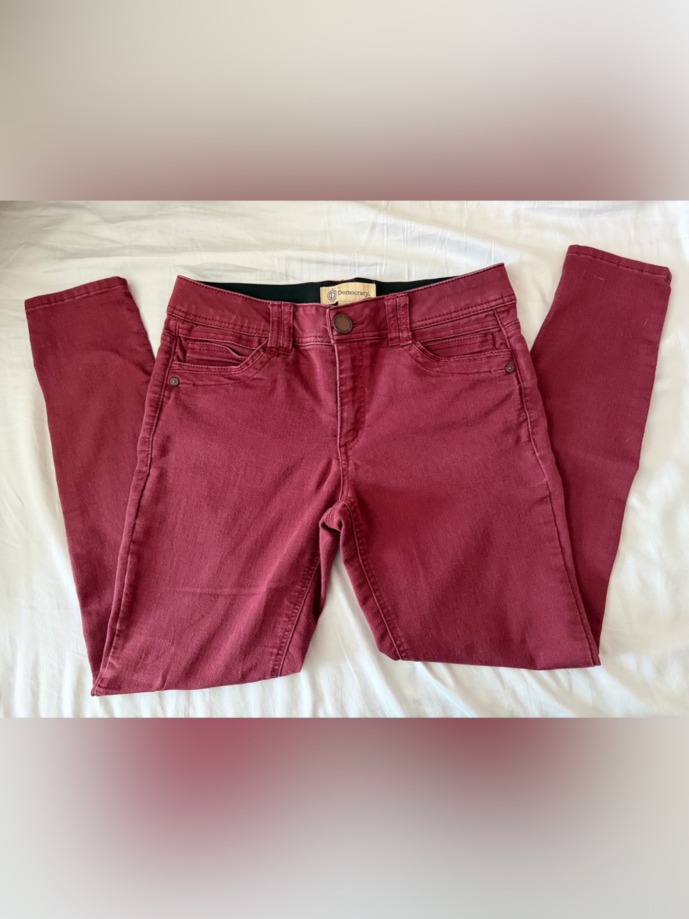 Democracy Ab Solution Skinny Jeans Women’s Size 6 Wine Burgundy Stretch Mid Rise